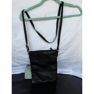 Margot genuine Leather Crossbody Bag Black pebbled Capsule travel bag